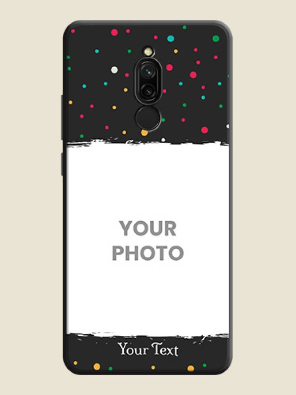 Custom Multicolor Dotted Pattern with Text on Space Black Custom Soft Matte Phone Back Cover - Redmi 8 - alternate view