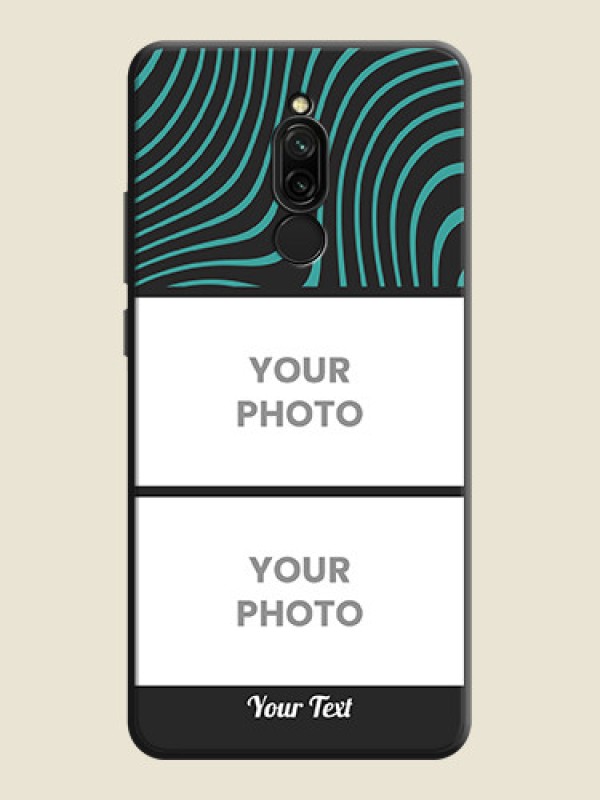 Custom Wave Pattern with 2 Image Holder on Space Black Personalized Soft Matte Phone Covers - Redmi 8 - alternate view
