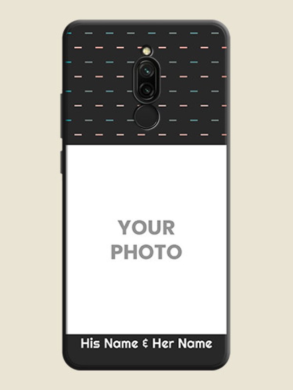 Custom Line Pattern Design with Text on Space Black Custom Soft Matte Phone Back Cover - Redmi 8 - alternate view