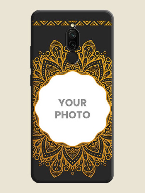 Custom Round Image with Floral Design - Photo on Space Black Soft Matte Mobile Cover - Redmi 8 - alternate view