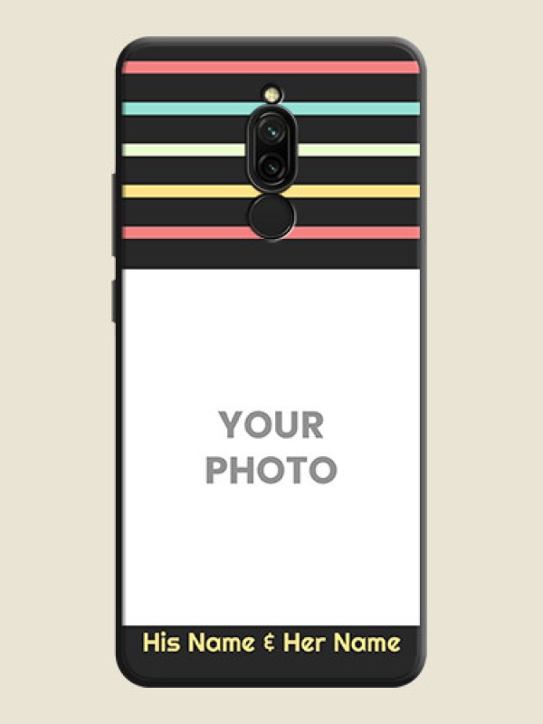 Custom Color Stripes with Photo and Text - Photo on Space Black Soft Matte Mobile Case - Redmi 8 - alternate view