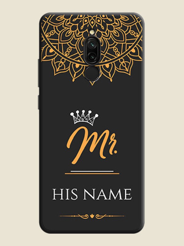 Custom Mr Name with Floral Design  on Personalised Space Black Soft Matte Cases - Redmi 8 - alternate view