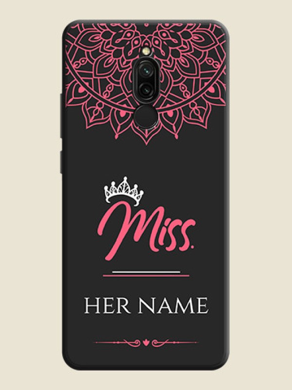 Custom Mrs Name with Floral Design on Space Black Personalized Soft Matte Phone Covers - Redmi 8 - alternate view