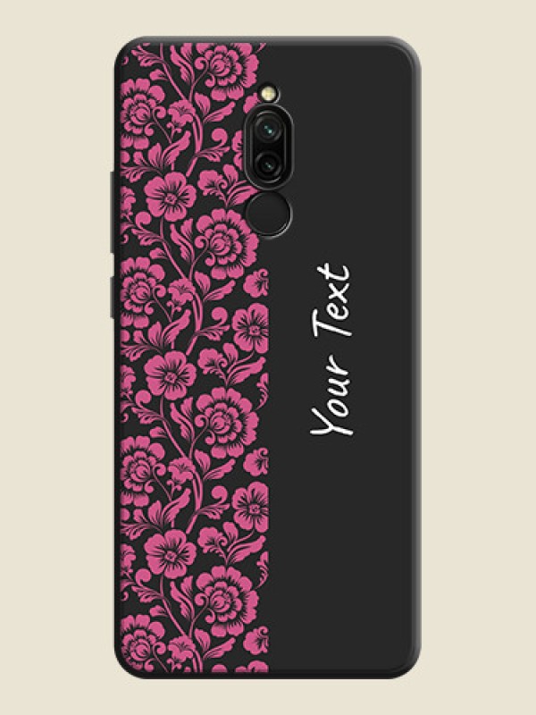 Custom Pink Floral Pattern Design With Custom Text On Space Black Personalized Soft Matte Phone Covers -Xiaomi Redmi 8 - alternate view