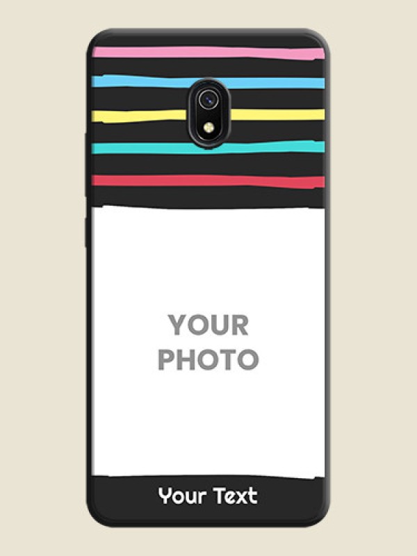 Custom Multicolor Lines with Image on Space Black Personalized Soft Matte Phone Covers - Redmi 8A - alternate view