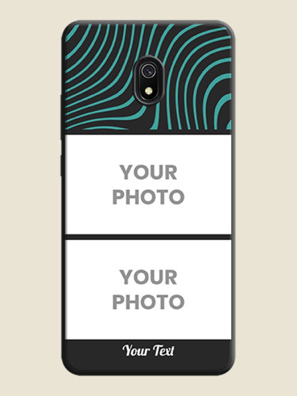 Custom Wave Pattern with 2 Image Holder on Space Black Personalized Soft Matte Phone Covers - Redmi 8A - alternate view