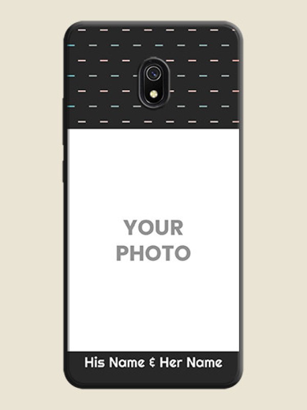 Custom Line Pattern Design with Text on Space Black Custom Soft Matte Phone Back Cover - Redmi 8A - alternate view