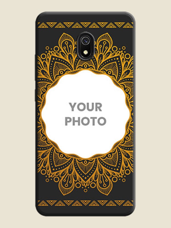 Custom Round Image with Floral Design - Photo on Space Black Soft Matte Mobile Cover - Redmi 8A - alternate view