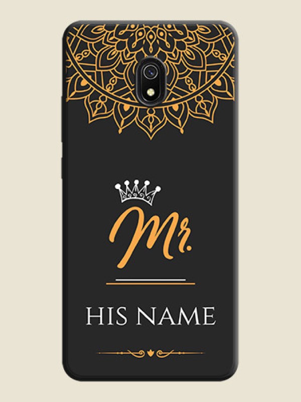 Custom Mr Name with Floral Design  on Personalised Space Black Soft Matte Cases - Redmi 8A - alternate view