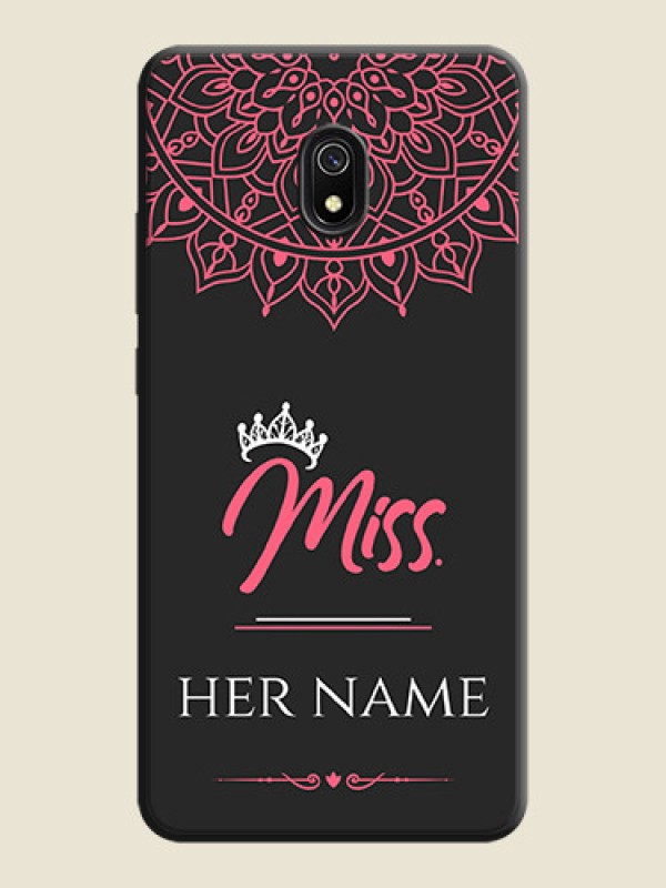 Custom Mrs Name with Floral Design on Space Black Personalized Soft Matte Phone Covers - Redmi 8A - alternate view