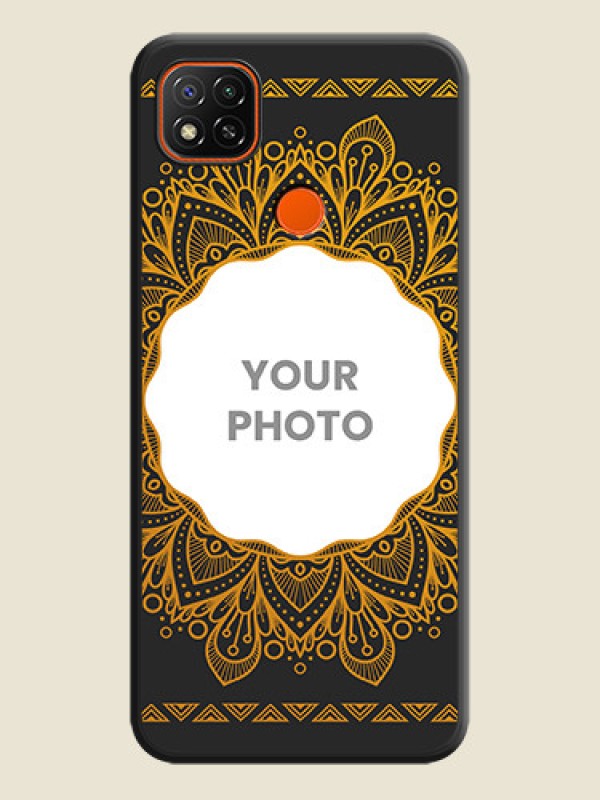 Custom Round Image with Floral Design on Photo on Space Black Soft Matte Mobile Cover - Redmi 9 Activ - alternate view