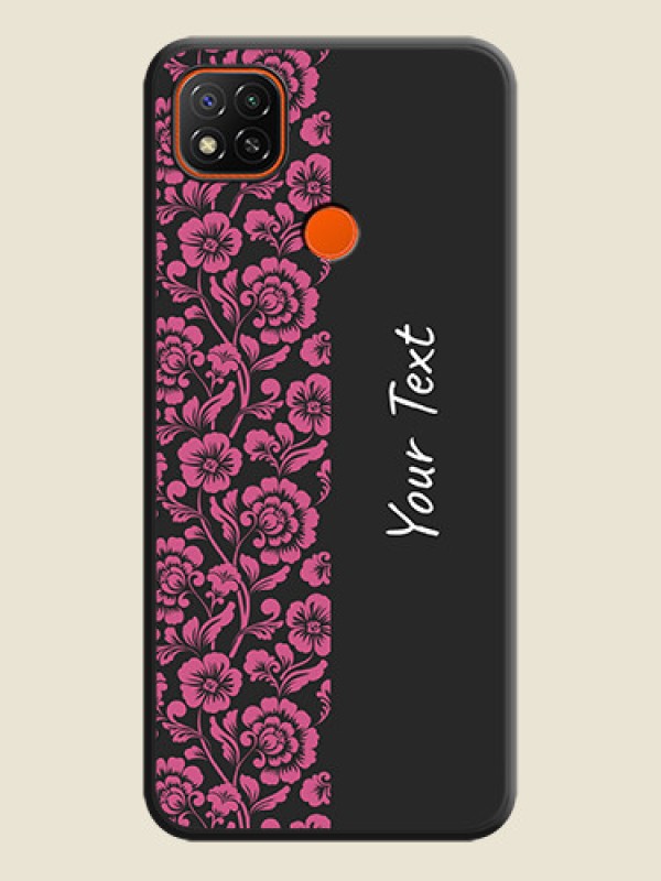 Custom Pink Floral Pattern Design With Custom Text On Space Black Personalized Soft Matte Phone Covers -Xiaomi Redmi 9 Activ - alternate view