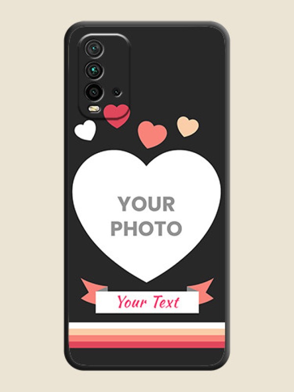 Custom Love Shaped Photo with Colorful Stripes on Personalised Space Black Soft Matte Cases - Redmi 9 Power - alternate view