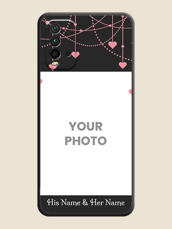 Custom Pink Love Hangings with Text on Space Black Custom Soft Matte Back Cover - Redmi 9 Power - alternate view