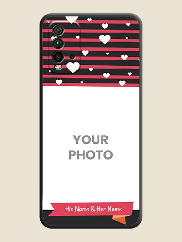 Custom White Color Love Symbols with Pink Lines Pattern on Space Black Custom Soft Matte Phone Cases - Redmi 9 Power - alternate view