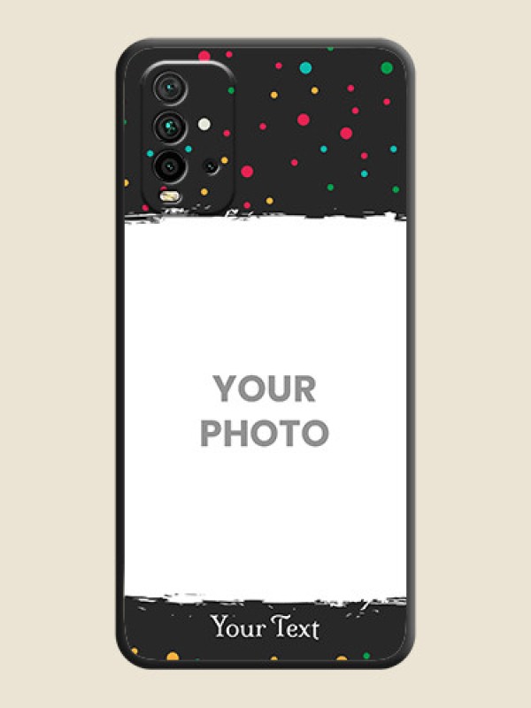 Custom Multicolor Dotted Pattern with Text on Space Black Custom Soft Matte Phone Back Cover - Redmi 9 Power - alternate view