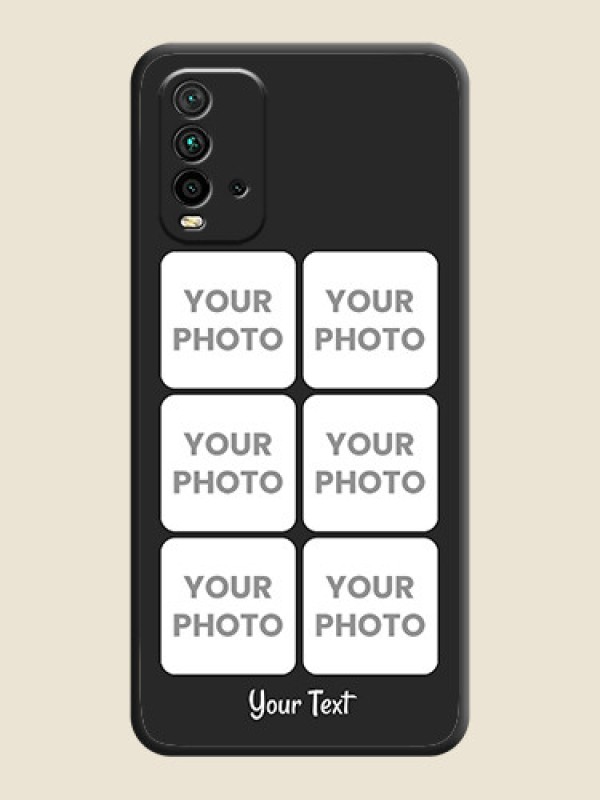 Custom Floral Art with 6 Image Holder on Photo on Space Black Soft Matte Mobile Case - Redmi 9 Power - alternate view