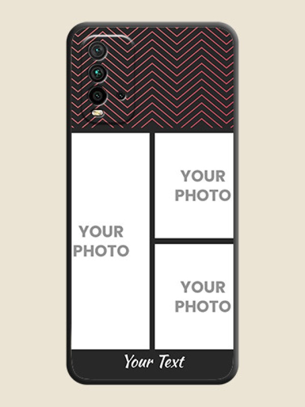 Custom Wave Pattern with 3 Image Holder on Space Black Custom Soft Matte Back Cover - Redmi 9 Power - alternate view