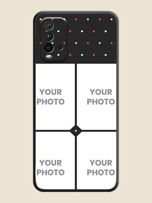 Custom Multicolor Dotted Pattern with 4 Image Holder on Space Black Custom Soft Matte Phone Cases - Redmi 9 Power - alternate view