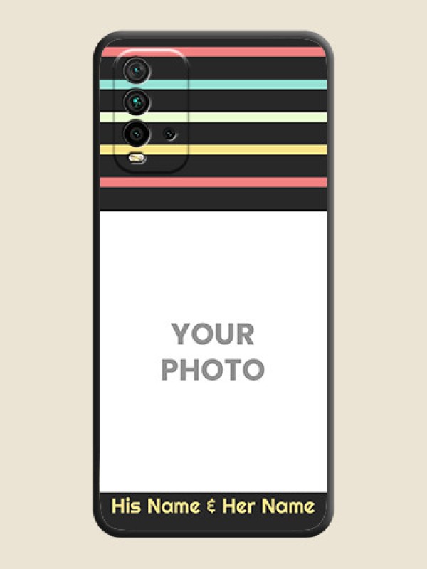Custom Color Stripes with Photo and Text on Photo on Space Black Soft Matte Mobile Case - Redmi 9 Power - alternate view