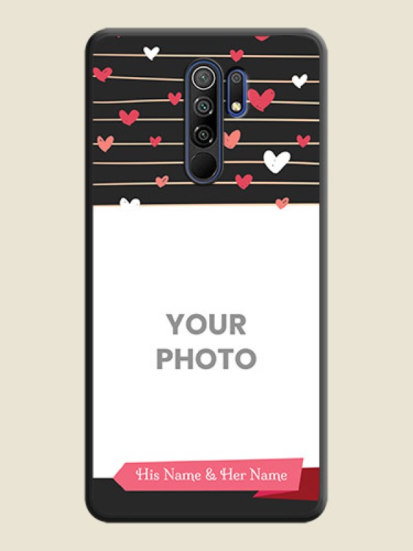 Custom Love Pattern with Name on Pink Ribbon  on Photo on Space Black Soft Matte Back Cover - Redmi 9 Prime - alternate view