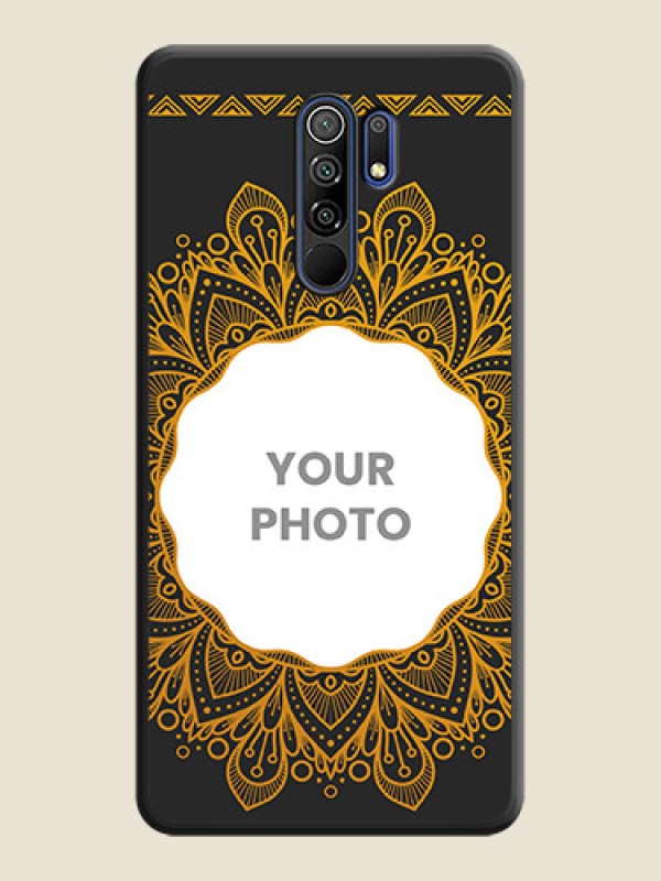 Custom Round Image with Floral Design on Photo on Space Black Soft Matte Mobile Cover - Redmi 9 Prime - alternate view
