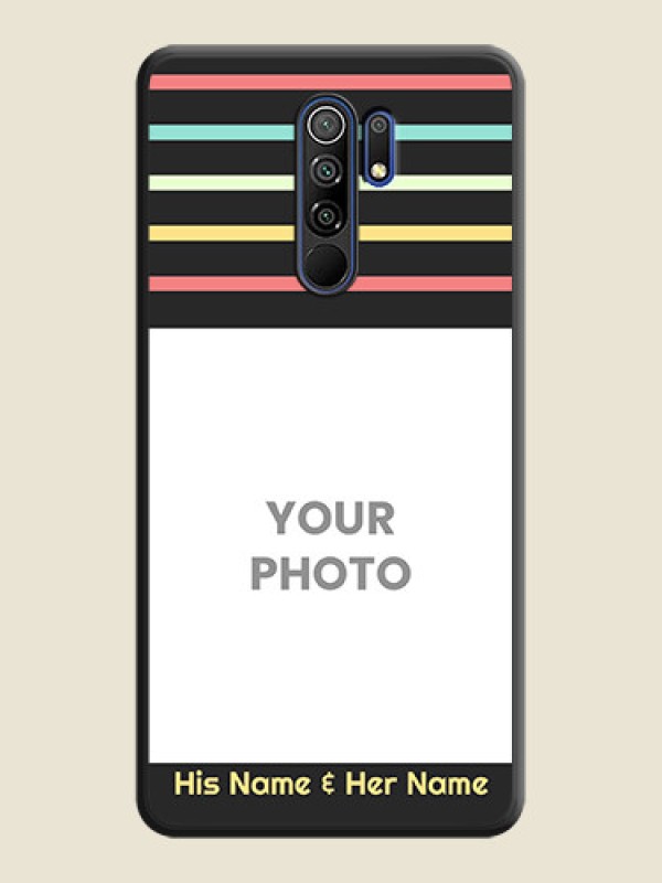 Custom Color Stripes with Photo and Text on Photo on Space Black Soft Matte Mobile Case - Redmi 9 Prime - alternate view