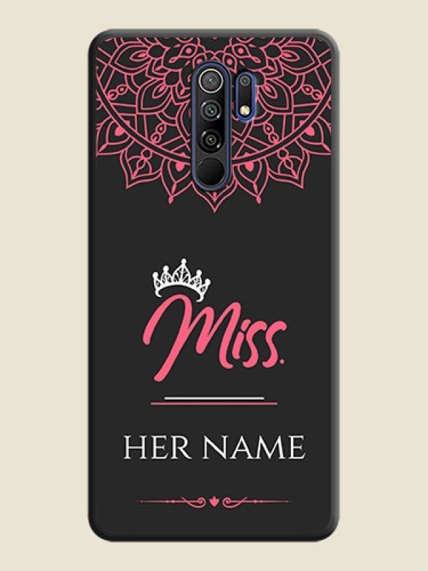 Custom Mrs Name with Floral Design on Space Black Personalized Soft Matte Phone Covers - Redmi 9 Prime - alternate view