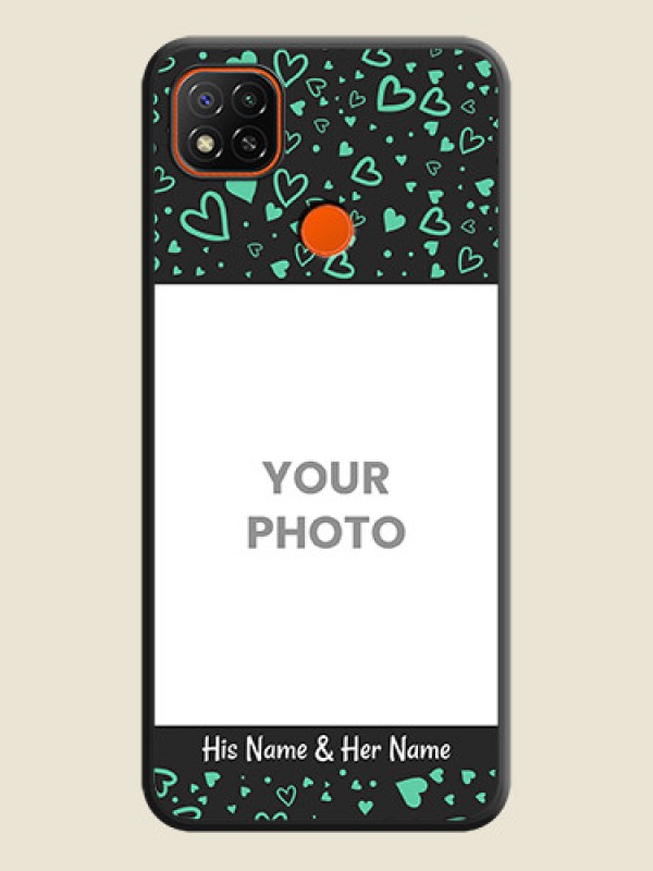 Custom Sea Green Indefinite Love Pattern on Photo on Space Black Soft Matte Mobile Cover - Redmi 9 - alternate view
