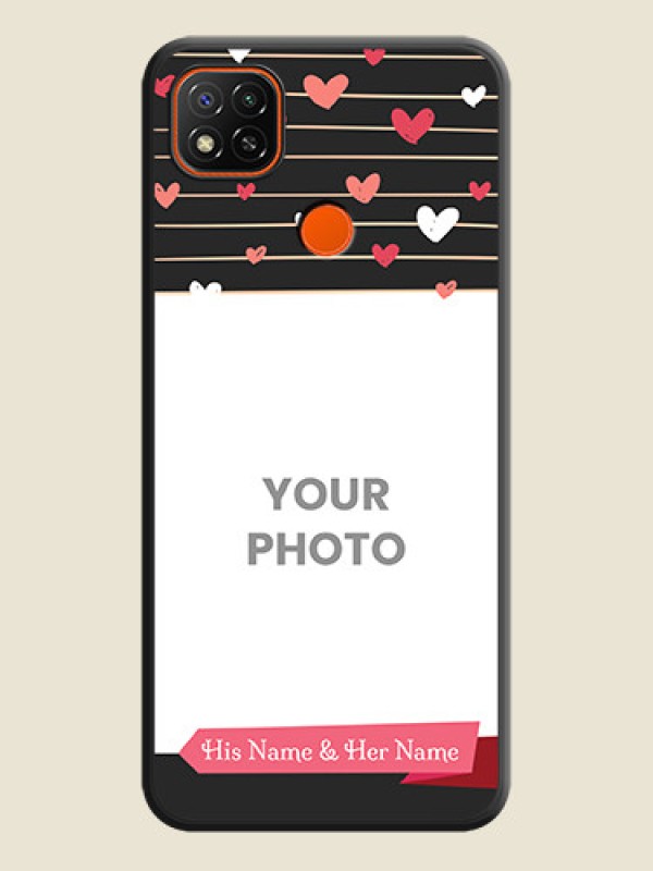 Custom Love Pattern with Name on Pink Ribbon  on Photo on Space Black Soft Matte Back Cover - Redmi 9 - alternate view