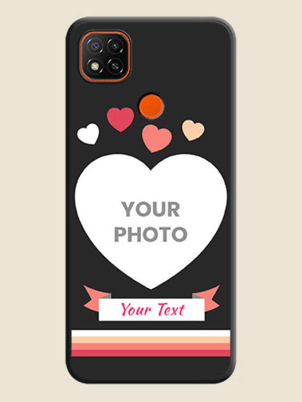 Custom Love Shaped Photo with Colorful Stripes on Personalised Space Black Soft Matte Cases - Redmi 9 - alternate view