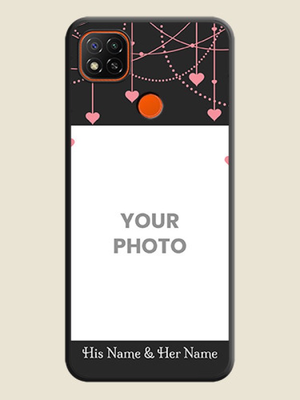 Custom Pink Love Hangings with Text on Space Black Custom Soft Matte Back Cover - Redmi 9 - alternate view