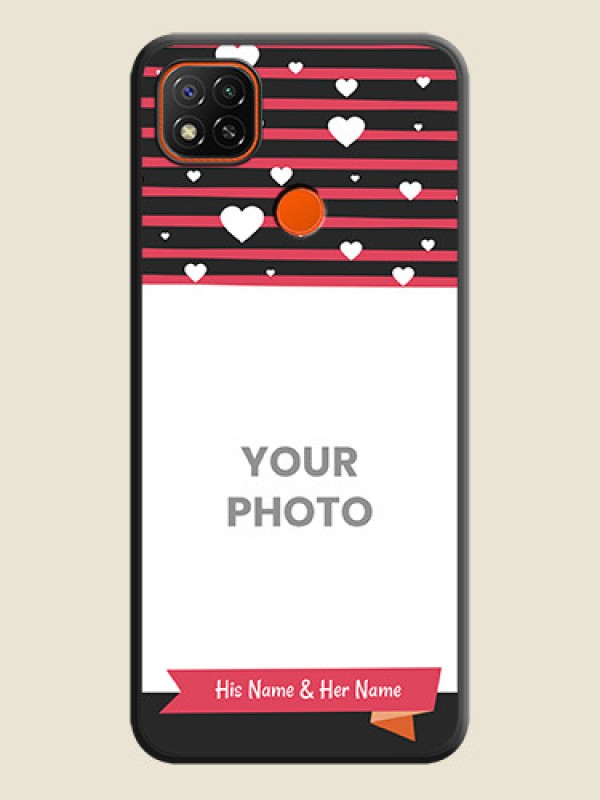 Custom White Color Love Symbols with Pink Lines Pattern on Space Black Custom Soft Matte Phone Cases - Redmi 9 - alternate view