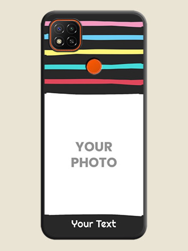 Custom Multicolor Lines with Image on Space Black Personalized Soft Matte Phone Covers - Redmi 9 - alternate view