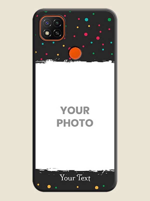 Custom Multicolor Dotted Pattern with Text on Space Black Custom Soft Matte Phone Back Cover - Redmi 9 - alternate view