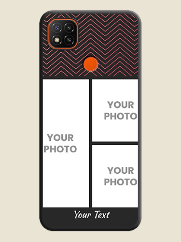 Custom Wave Pattern with 3 Image Holder on Space Black Custom Soft Matte Back Cover - Redmi 9 - alternate view