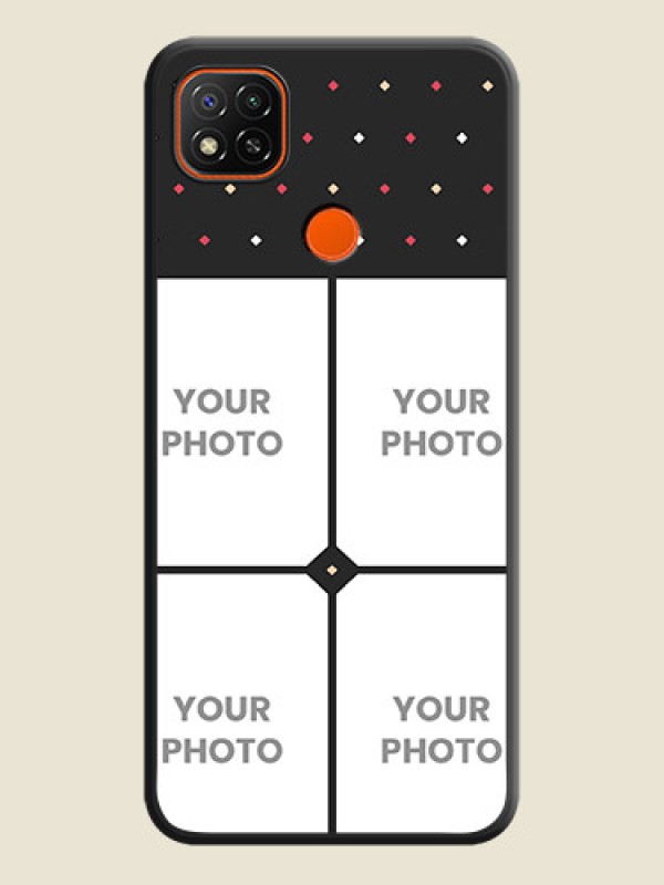 Custom Multicolor Dotted Pattern with 4 Image Holder on Space Black Custom Soft Matte Phone Cases - Redmi 9 - alternate view