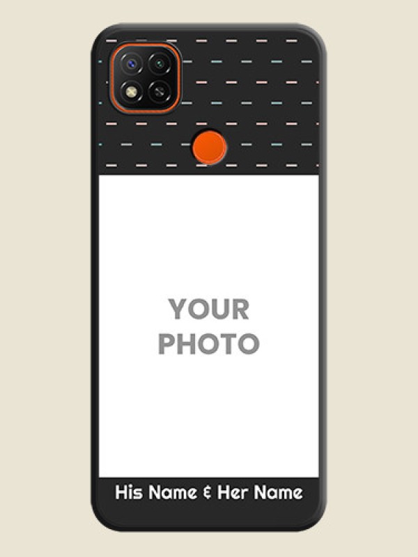 Custom Line Pattern Design with Text on Space Black Custom Soft Matte Phone Back Cover - Redmi 9 - alternate view