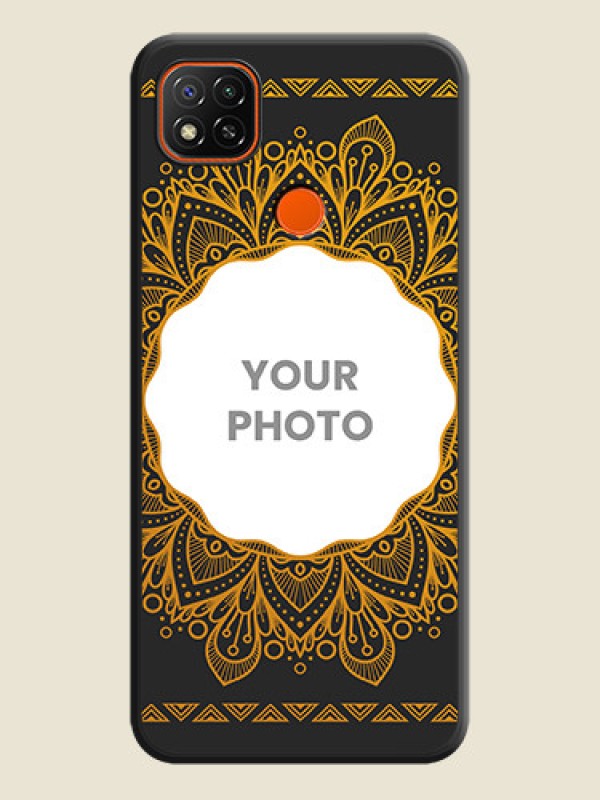 Custom Round Image with Floral Design on Photo on Space Black Soft Matte Mobile Cover - Redmi 9 - alternate view