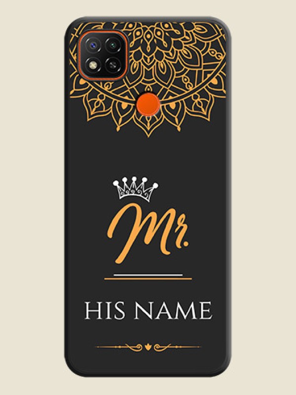 Custom Mr Name with Floral Design  on Personalised Space Black Soft Matte Cases - Redmi 9 - alternate view