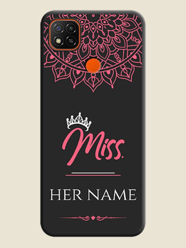 Custom Mrs Name with Floral Design on Space Black Personalized Soft Matte Phone Covers - Redmi 9 - alternate view