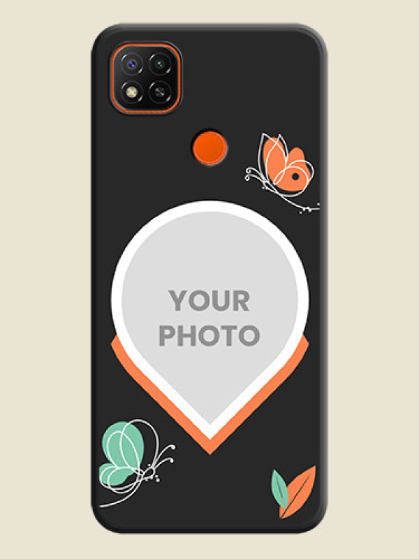 Custom Upload Pic With Simple Butterly Design On Space Black Personalized Soft Matte Phone Covers -Xiaomi Redmi 9 - alternate view
