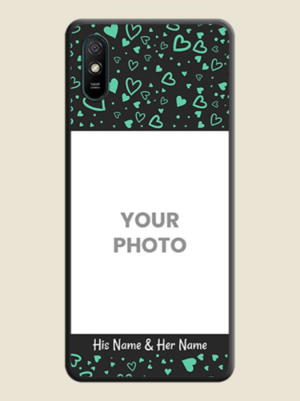Custom Sea Green Indefinite Love Pattern on Photo on Space Black Soft Matte Mobile Cover - Redmi 9A Sport - alternate view