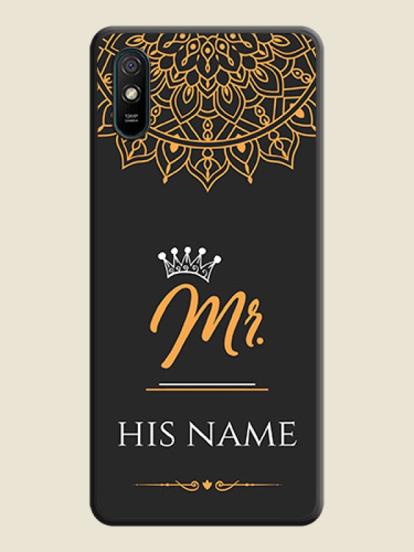 Custom Mr Name with Floral Design  on Personalised Space Black Soft Matte Cases - Redmi 9A Sport - alternate view