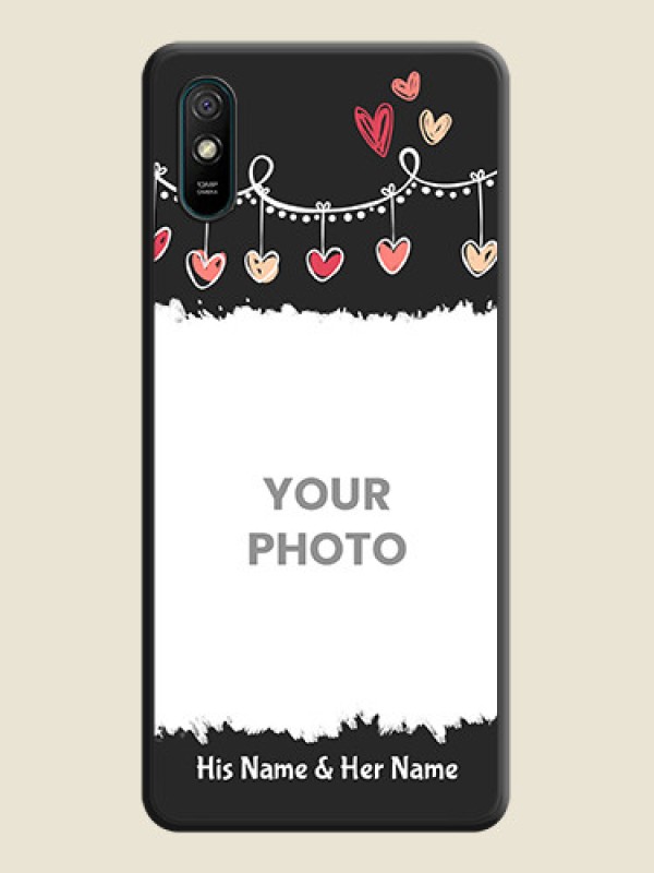 Custom Pink Love Hangings with Name on Space Black Custom Soft Matte Phone Cases - Redmi 9A - alternate view