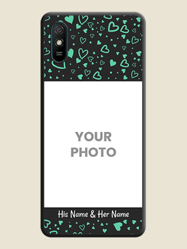 Custom Sea Green Indefinite Love Pattern on Photo on Space Black Soft Matte Mobile Cover - Redmi 9A - alternate view