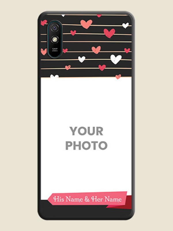 Custom Love Pattern with Name on Pink Ribbon  on Photo on Space Black Soft Matte Back Cover - Redmi 9A - alternate view