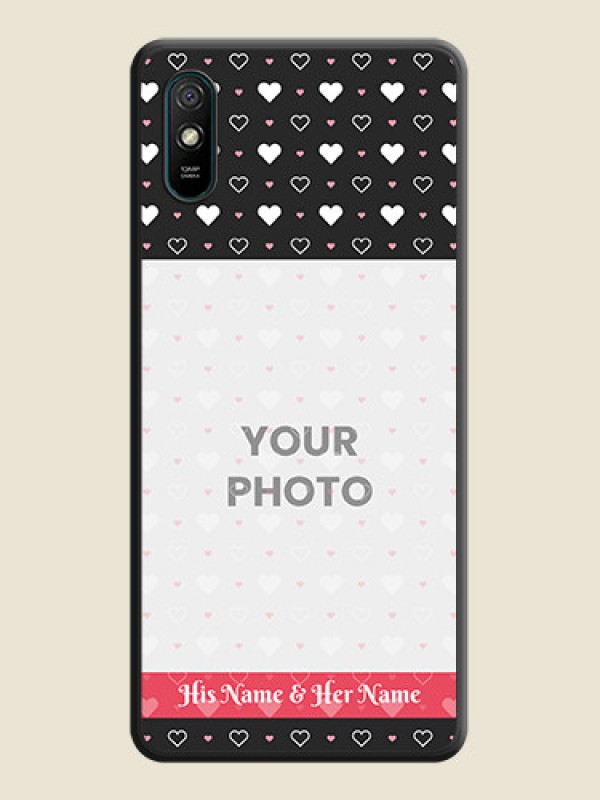 Custom White Color Love Symbols with Text Design on Photo on Space Black Soft Matte Phone Cover - Redmi 9A - alternate view