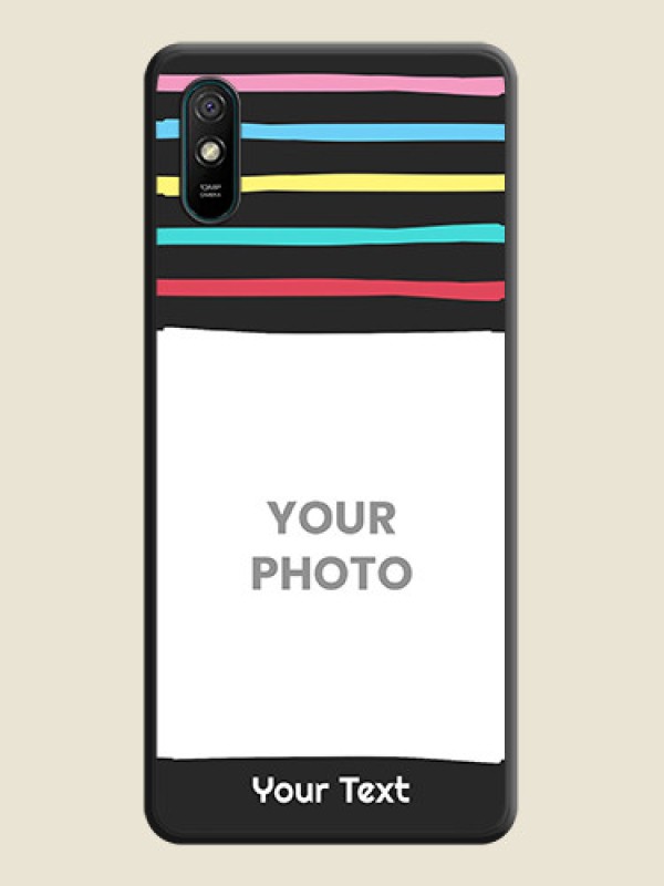Custom Multicolor Lines with Image on Space Black Personalized Soft Matte Phone Covers - Redmi 9A - alternate view