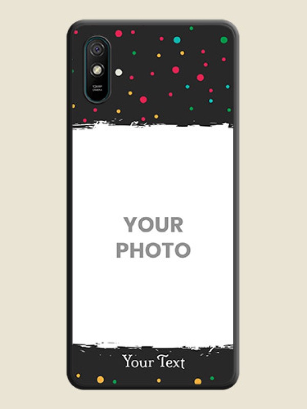 Custom Multicolor Dotted Pattern with Text on Space Black Custom Soft Matte Phone Back Cover - Redmi 9A - alternate view
